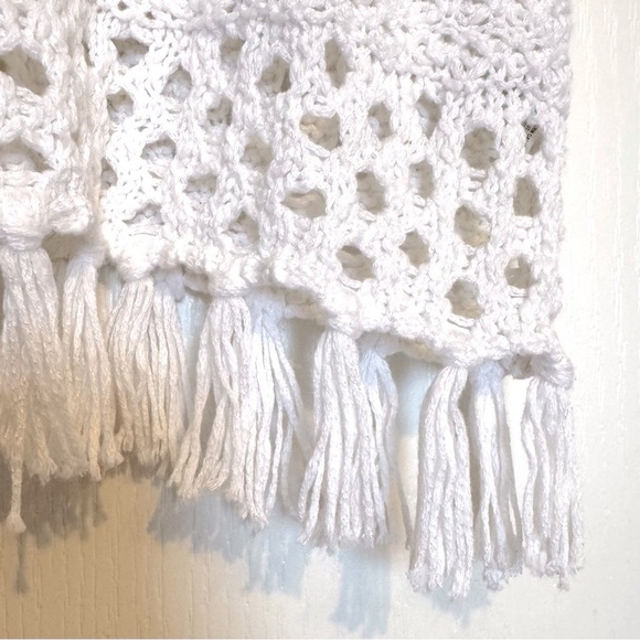 Aerie AE womens XS White Crochet Crop Tank Top fringed resort beachy boho hippie - Picture 5 of 7